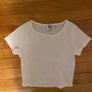 Princess Polly basic white ribbed baby tee